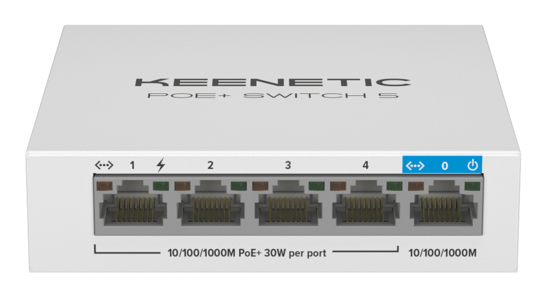 PoE+ Switch 5 (KN-4610) Switch Gigabit de 5 puertos con 4 puertos PoE+ y asignación de energía de 60 W