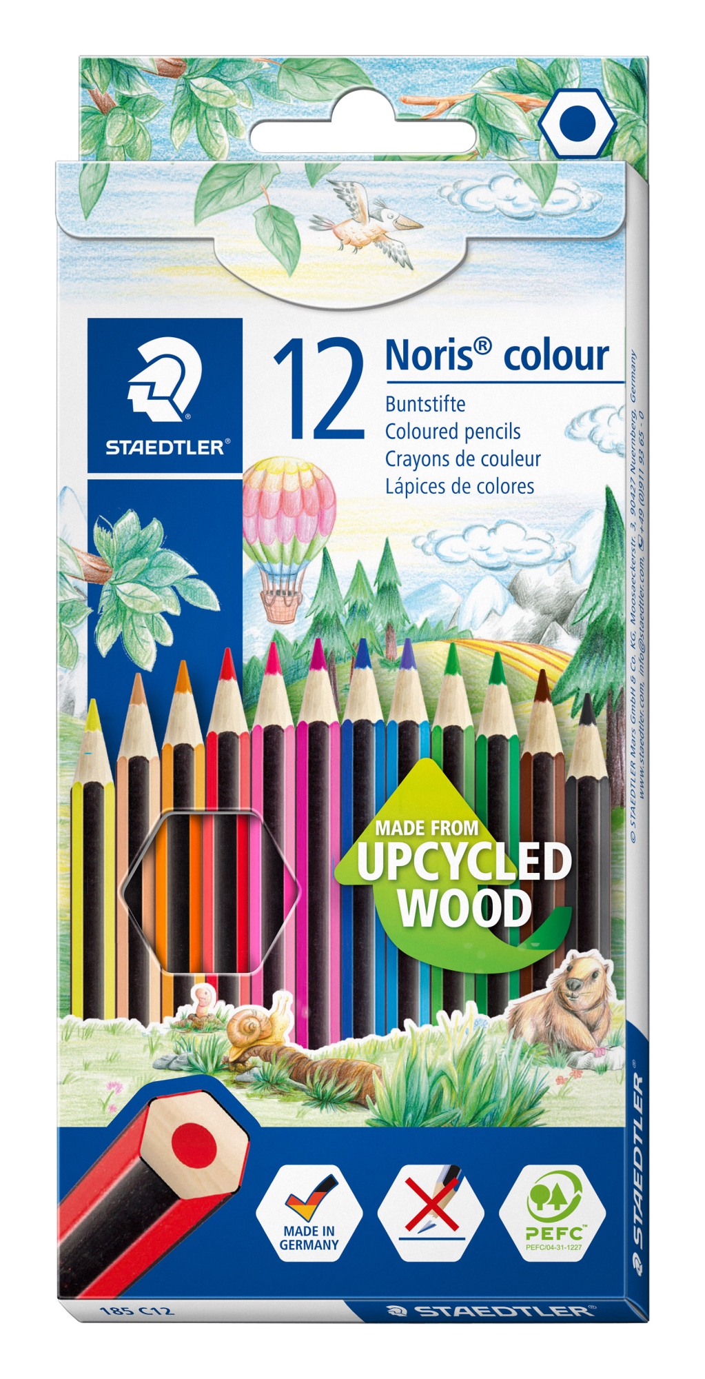 Noris colour 185 Negro, Azul, Marrón, Verde, Azul claro, Verde claro, Magenta, Naranja, Melocotón, Rojo, Violeta, Amarillo 12 pieza(s)