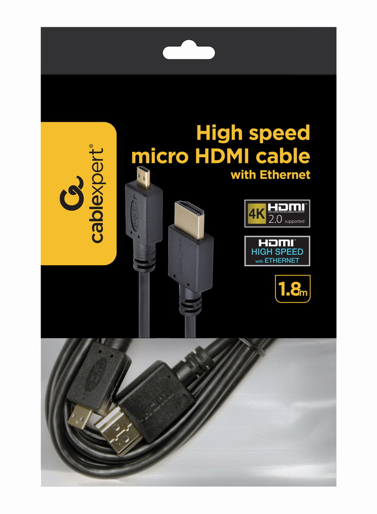 1.8m HDMI-M/micro HDMI-M cable HDMI 1,8 m HDMI tipo A (Estándar) HDMI tipo D (Micro) Negro