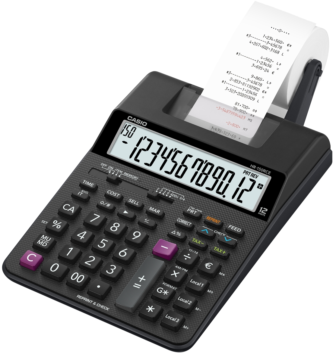 HR-150RCE calculadora Escritorio Calculadora de impresión Negro