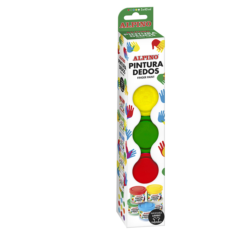 DD020105 pintura de dedos lavable Azul, Verde, Rojo, Blanco, Amarillo