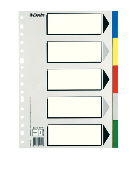 11609 lengüeta de índice Separador en blanco con pestaña Cartón, Polipropileno (PP) Multicolor