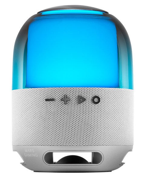 MS-Flow, Altavoz Portátil Bluetooth 15W, Iluminación Orbilight RGB 360°, Sonido Potente con Driver DeepBass 57mm, Altavoz Gaming Compacto con Bluetooth 5.3 y MicroSD, Plata