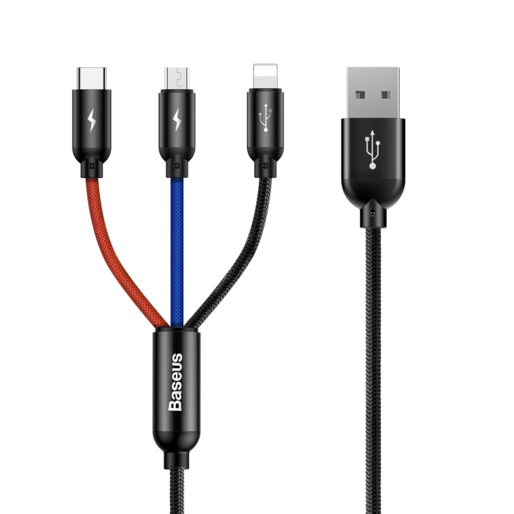 CAMLT-BSY01 cable USB 1,2 m USB A 3 x USB C Negro, Rojo, Azul