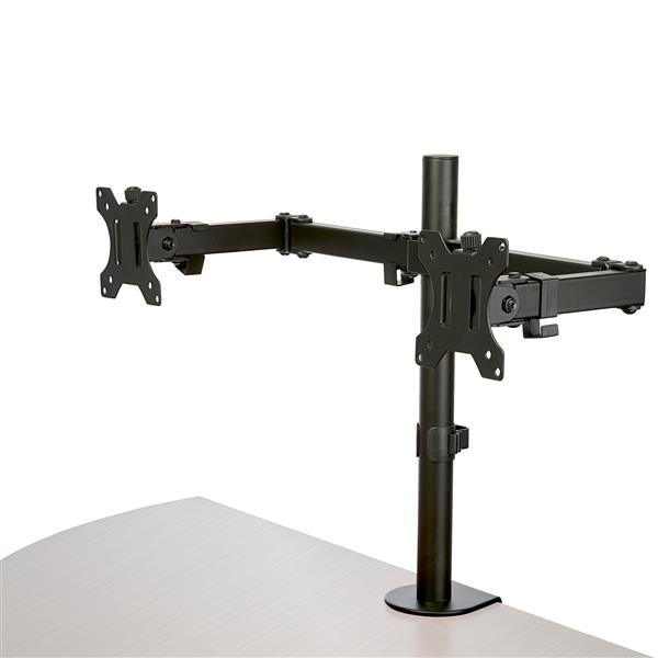 Soporte de Escritorio para 2 Monitores - Mordaza/Ojal para Escritorio - Brazo Articulado Ergonómico para Monitores de hasta 32" (8Kg) con Montaje VESA - Altura Ajustable/Inclinación/Giratorio/Rotación