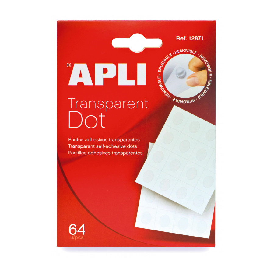 12871 etiqueta autoadhesiva Alrededor Desmontable Transparente, Blanco 64 pieza(s)