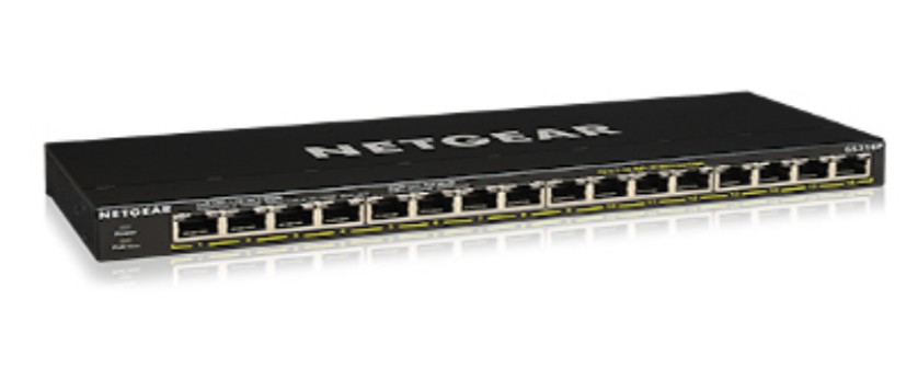 GS316P No administrado Gigabit Ethernet (10/100/1000) Energía sobre Ethernet (PoE) Negro