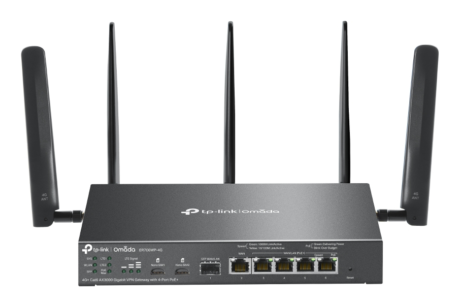 Omada ER706WP-4G router inalámbrico Gigabit Ethernet Doble banda (2,4 GHz / 5 GHz) Negro