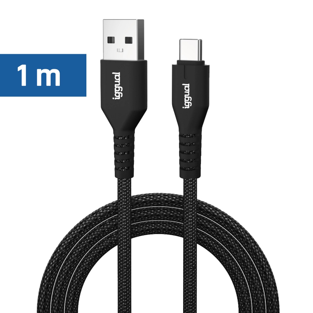 Cable USB-A a tipo C 3A 100 cm trenzado