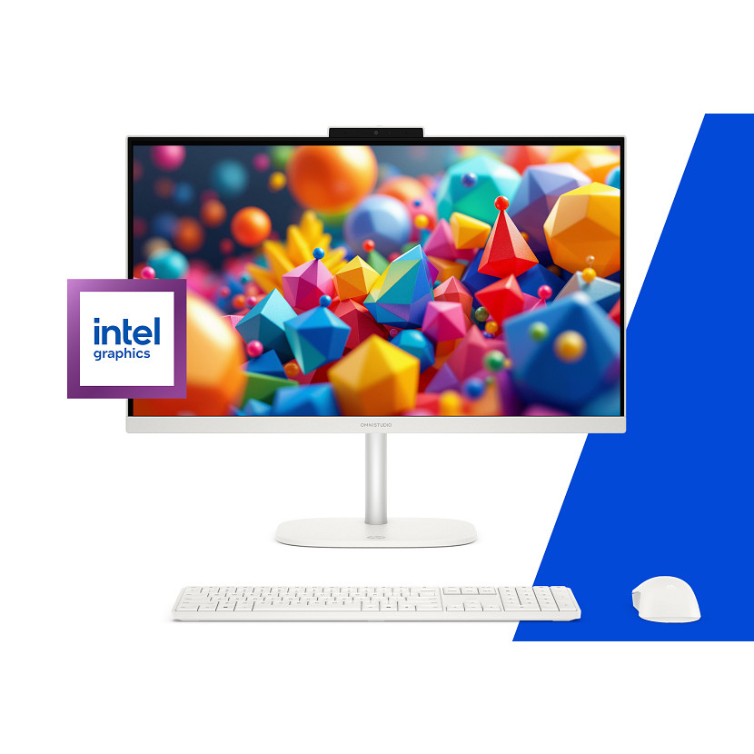OmniStudio All-in-One Desktop 24-cu0044ns PC Intel Core 5 120U 60,5 cm (23.8") 1920 x 1080 Pixeles 16 GB DDR5-SDRAM 512 GB SSD FreeDOS Wi-Fi 7 (802.11be) Blanco