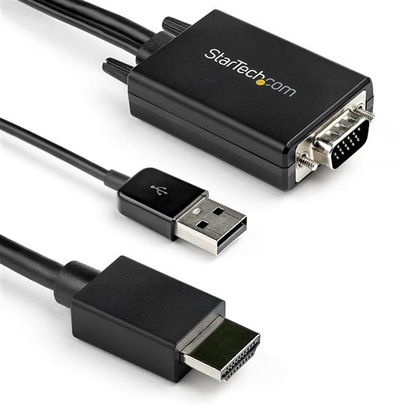Cable de 2m Adaptador VGA a HDMI - Alimentado por USB - 1080p