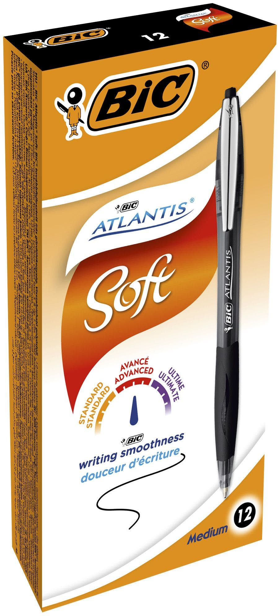 Atlantis Soft Negro Bolígrafo de punta retráctil con pulsador Medio 1 pieza(s) 9021332