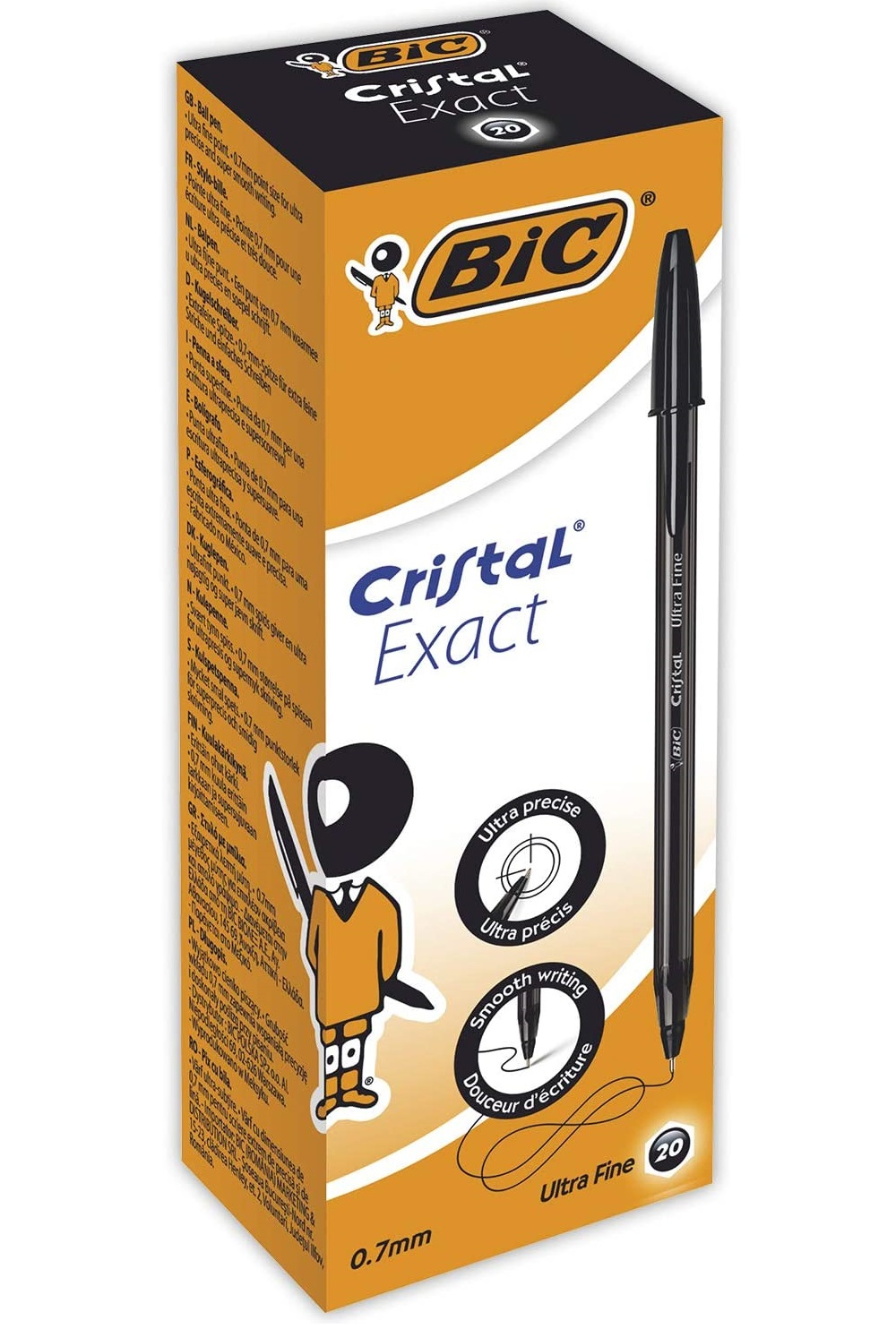 Cristal Exact Negro Bolígrafo Ultrafino 20 pieza(s)
