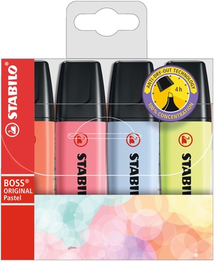 Boss Original Pastel marcador 4 pieza(s) Punta de cincel Multicolor