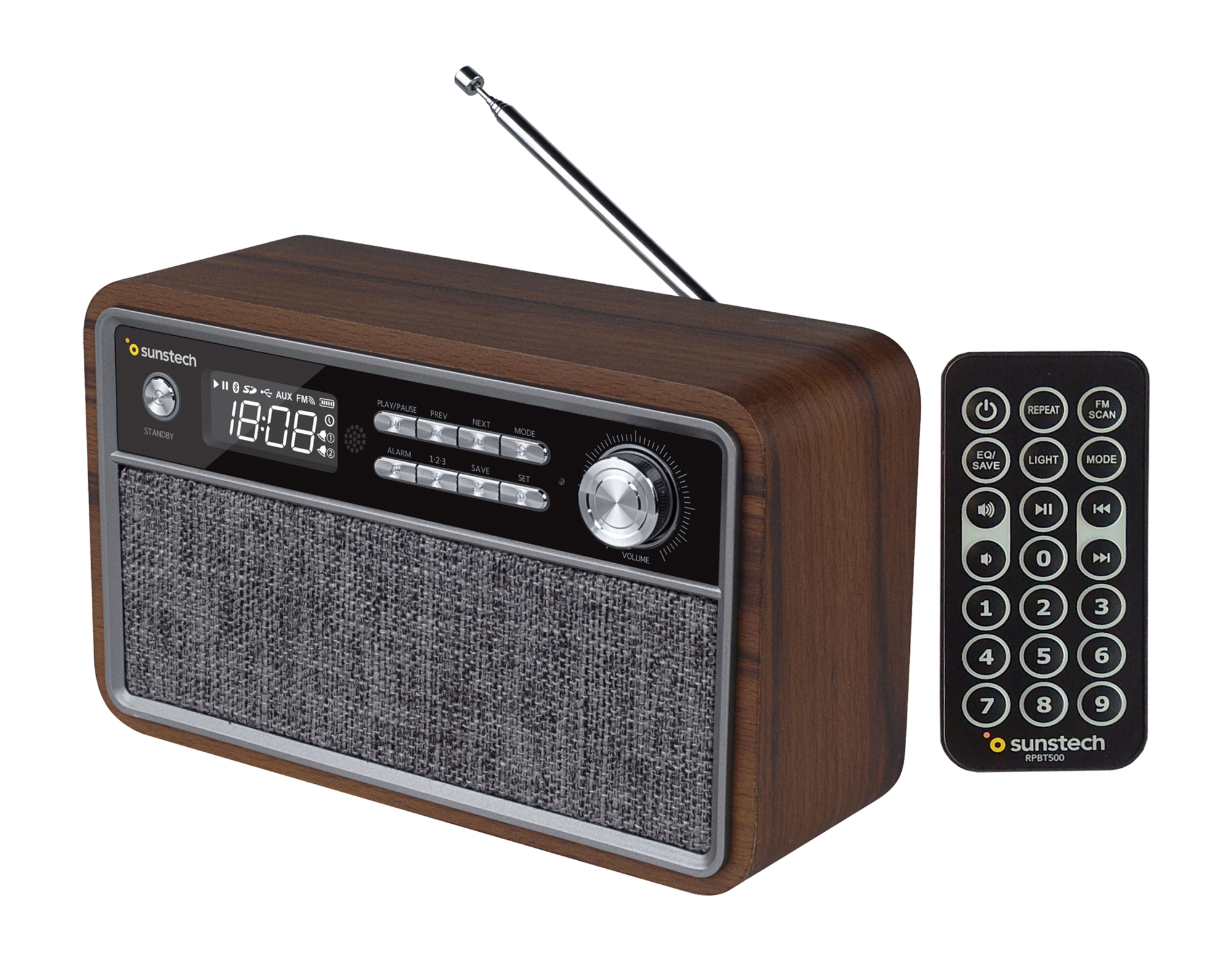 RPBT500 Portátil Digital Negro, Madera