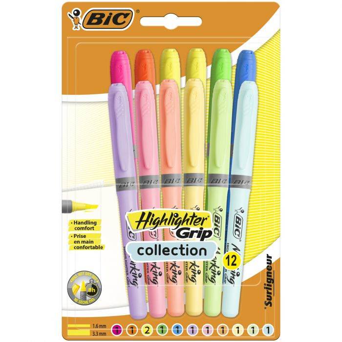 992562 juego de bolígrafos Azul, Verde, Naranja, Rosa, Púrpura, Amarillo 12 pieza(s)