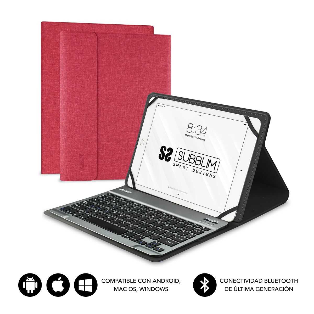Funda con Teclado KEYTAB PRO BLUETOOTH 10,1" Red