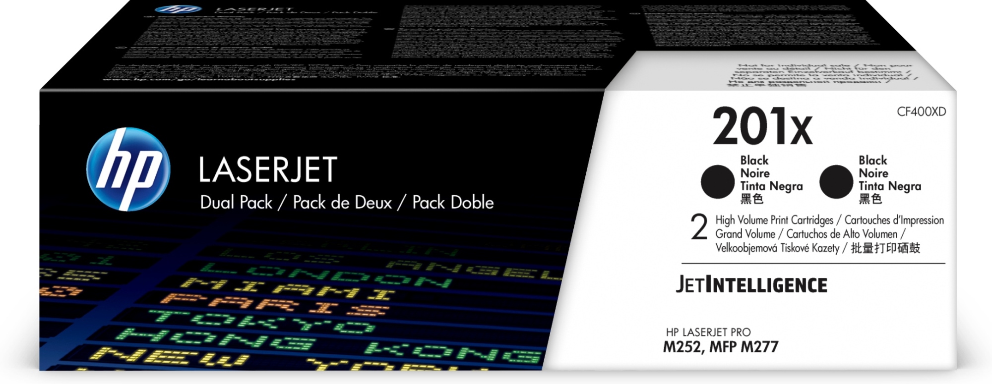 Paquete de 2 cartuchos de tóner negro Originales LaserJet 201X de alta capacidad