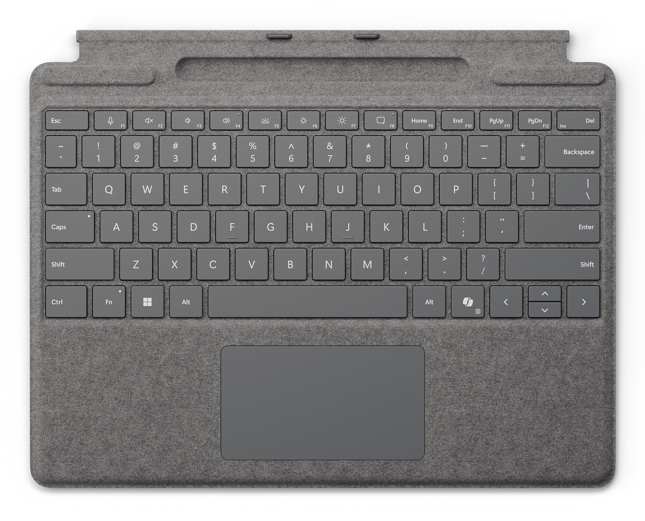 Surface Pro Keyboard with pen storage Microsoft Cover port Platino