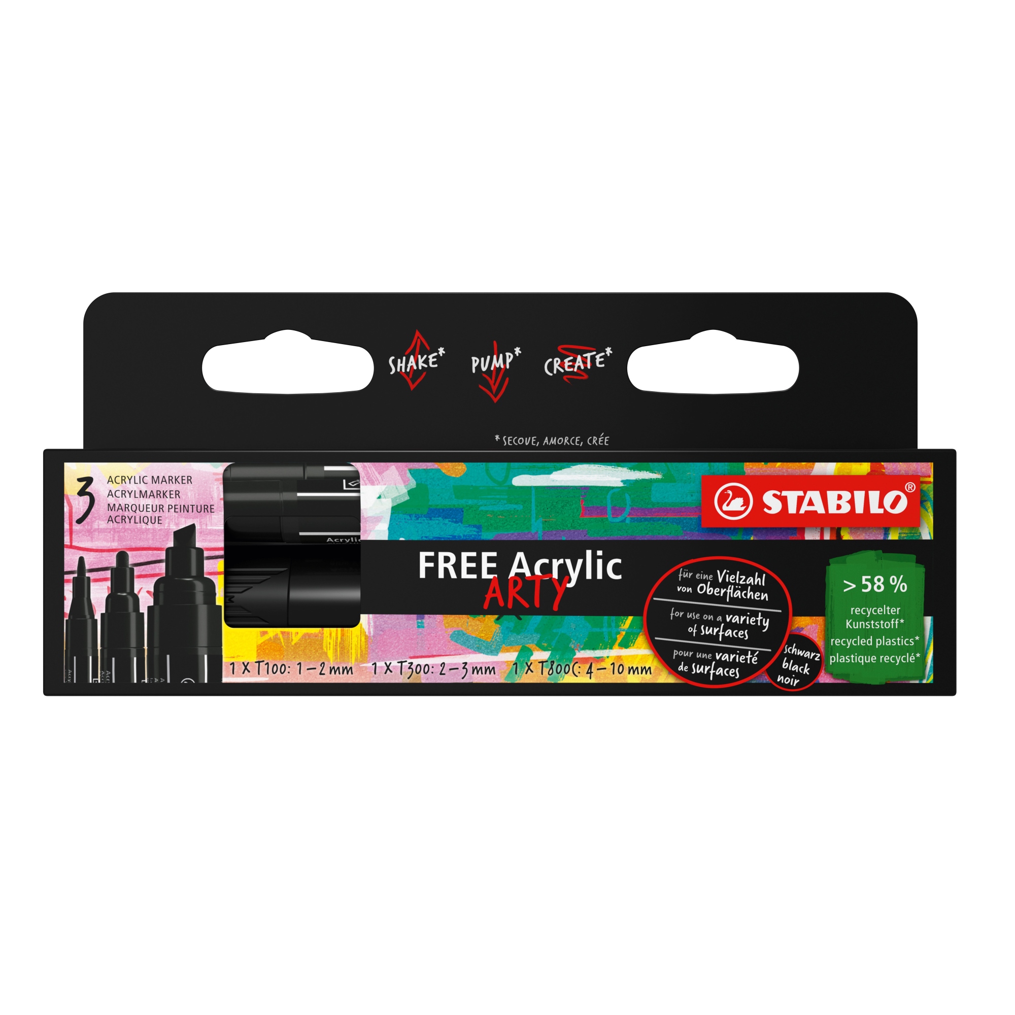 FREE Acrylic marcador 3 pieza(s) Negro