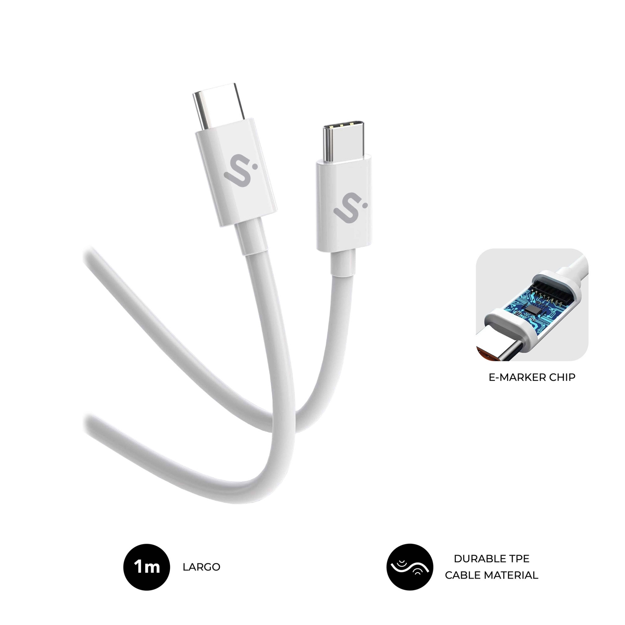 CABLE PLUS 100W C-C 1m WHITE