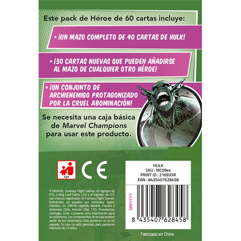 Hulk 90 min Juego De Cartas