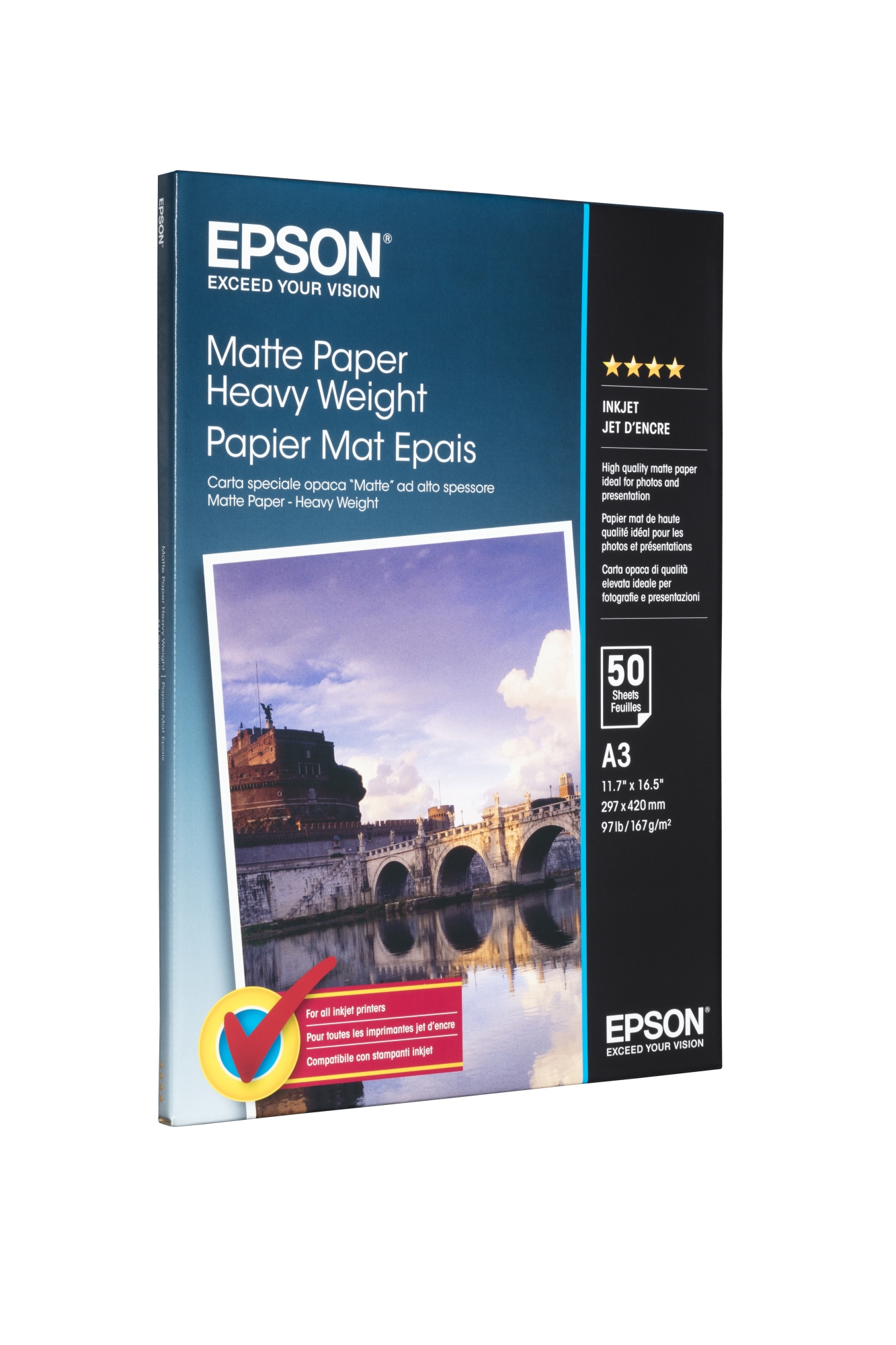 Matte Paper Heavy Weight, DIN A3, 167 g/m2, 50 hojas