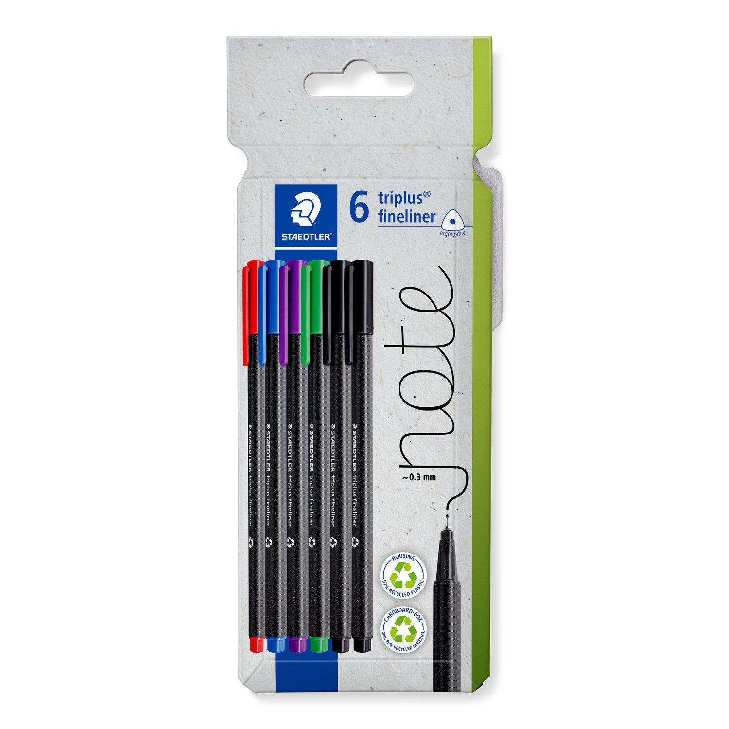 334 C6 rotulador de punta fina Negro, Azul, Verde, Rojo, Violeta 5 pieza(s)