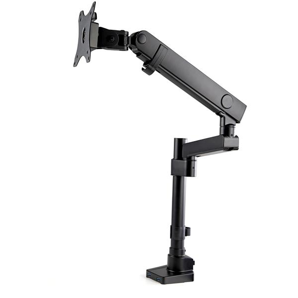 Brazo de Escritorio para Pantalla - Soporte VESA para Monitor hasta 34" (8kg) - Soporte VESA Articulado con Movimiento Total - Hub USB 3.0 de 2 Puertos - Grommet o Abrazadera - Resorte