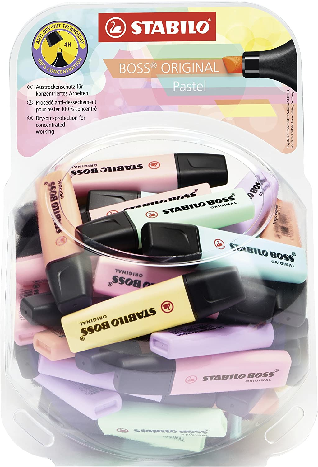 Boss Original Pastel marcador 60 pieza(s) Punta de cincel Multicolor