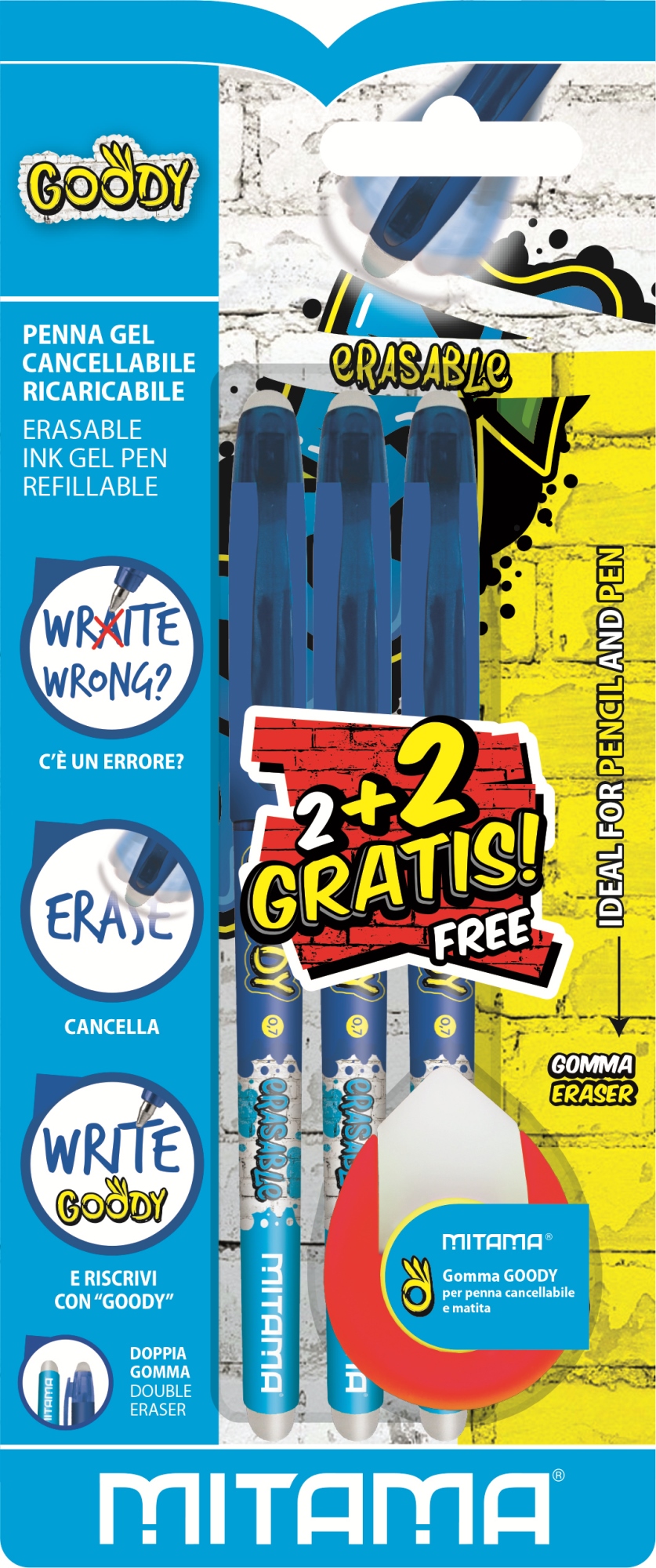 Penna Cancellabile Blu Goody 2pz Bolígrafo de gel con tapa Azul