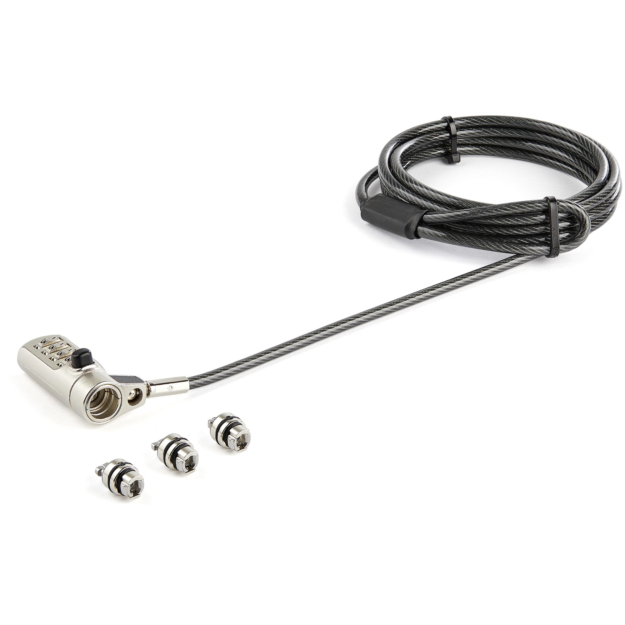 Cable de 2m de Seguridad Universal 3 en 1 para Ordenadores Portátiles - Cable con Candado de Combinación de 4 Dígitos para Ordenador de Sobremesa o Portátil - para K-Slot - Ranura Nano - Ranura Wedge - Cable de Seguridad Antirrobo LTULOCK4D