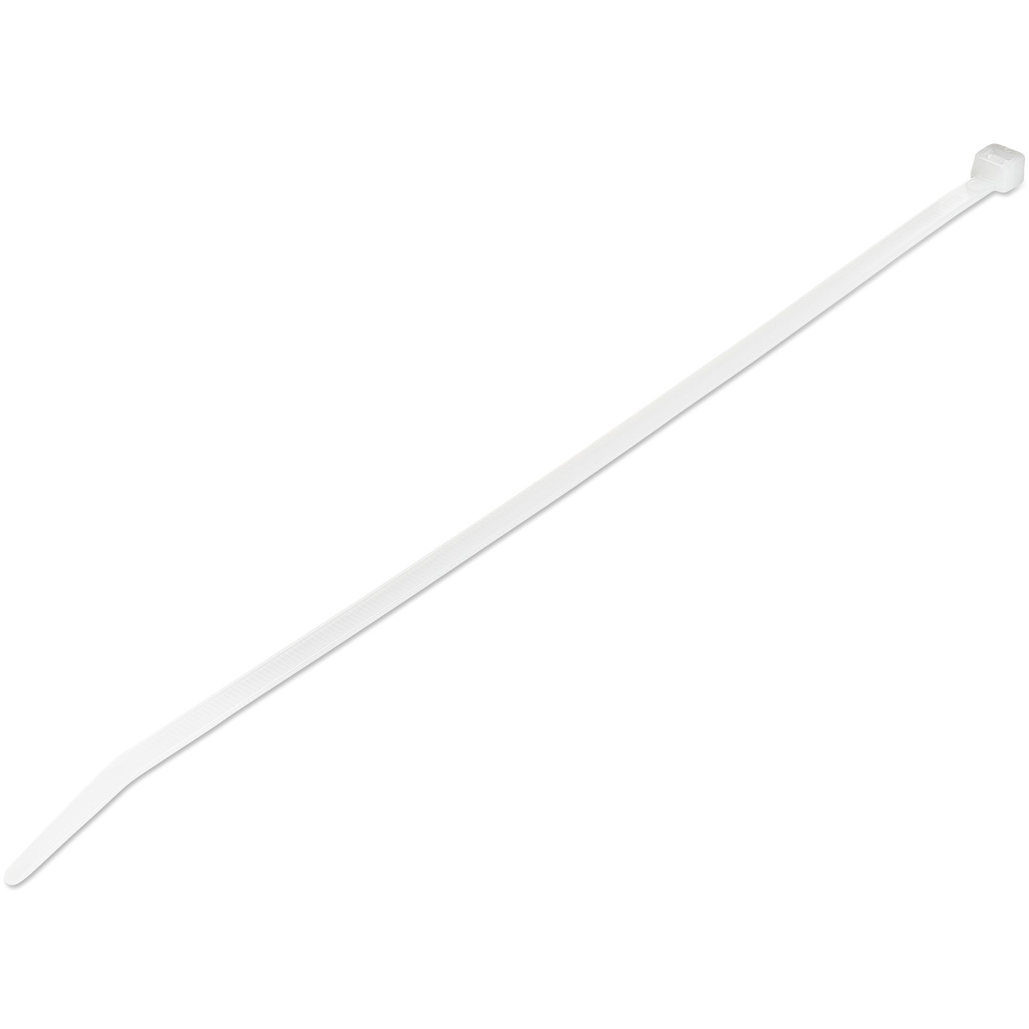 Bridas de 25cm para cables - 4 mm de ancho, 68 mm de diámetro, soportan 22 kg de tensión, de nylon, cierre automático y punta curva, 94V-2/UL, paquete de 1000 - blancas