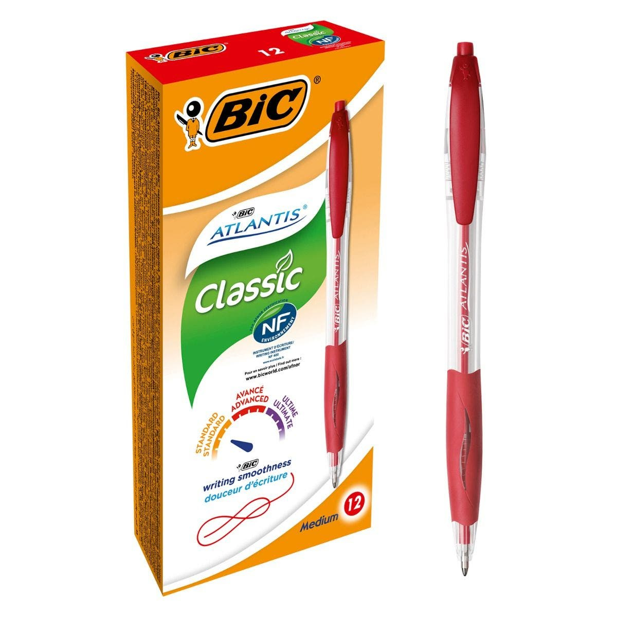 Atlantis Classic Rojo Bolígrafo de punta retráctil con mecanismo de giro Medio 1 pieza(s) 8871331