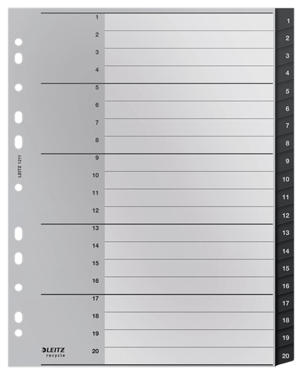 12110000 lengüeta de índice Separador en blanco con pestaña Polipropileno (PP) Negro, Blanco Pack 10 Unid