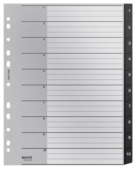 12080000 lengüeta de índice Separador numérico con pestaña Polipropileno (PP) Negro, Blanco