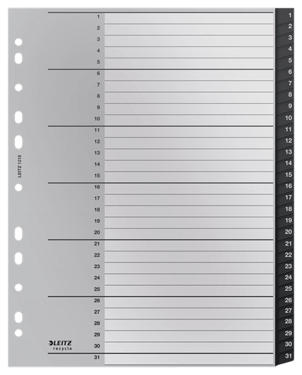 12180000 lengüeta de índice Separador numérico con pestaña Polipropileno (PP) Negro, Blanco