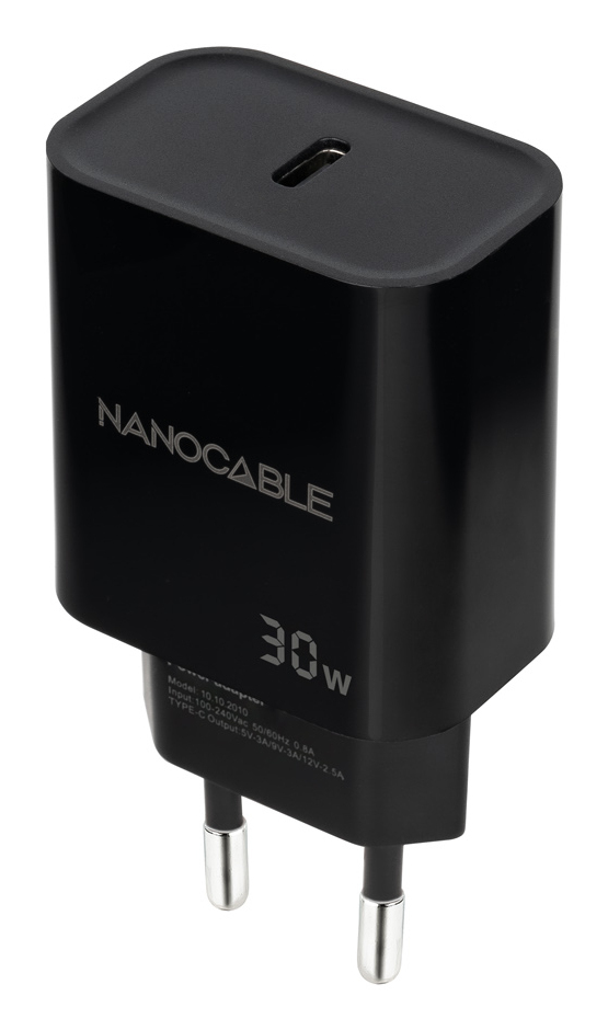 Cargador USB-C PD 30W, Negro
