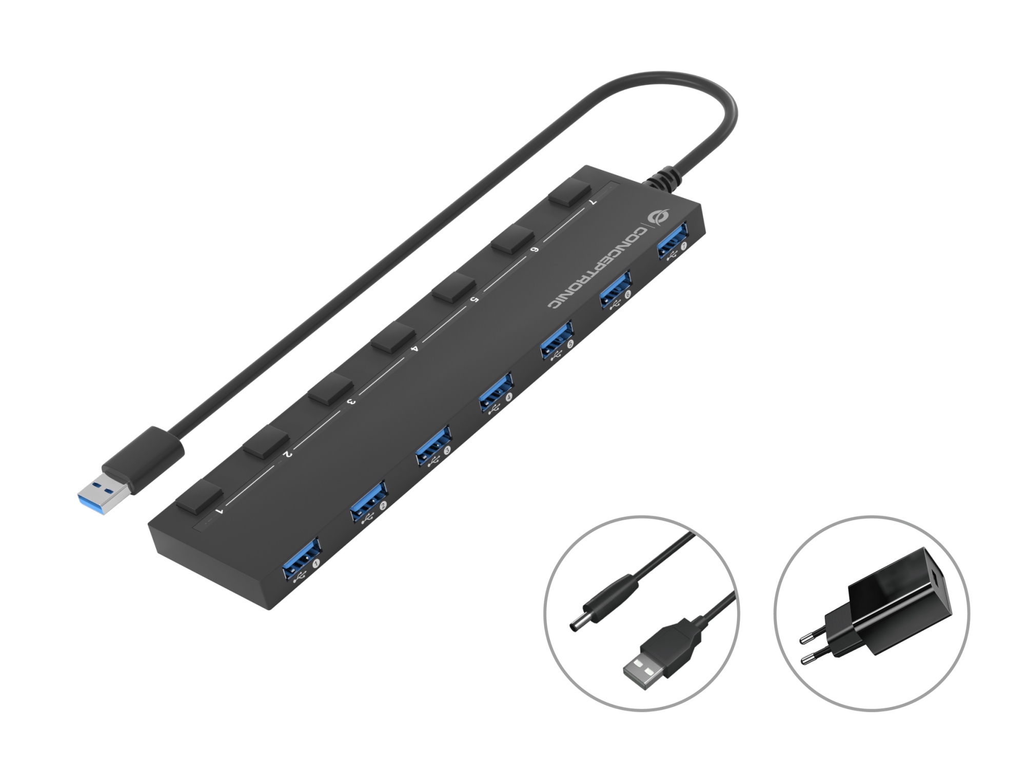 HUBBIES19BP hub de interfaz USB 3.2 Gen 1 (3.1 Gen 1) Type-A 5000 Mbit/s Negro