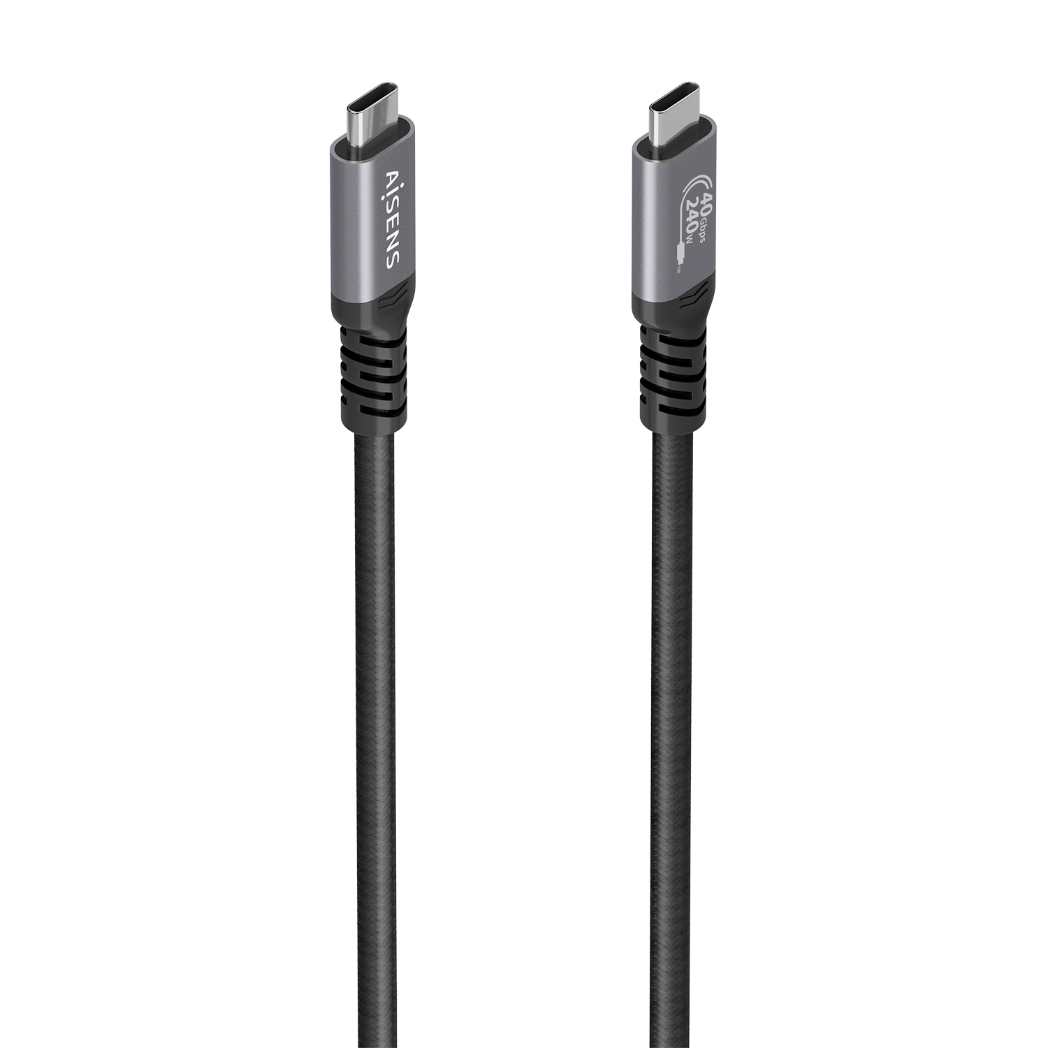 Cable USB4 Gen3x2 Aluminio 40Gbps 8K@60Hz 5A 48V 240W E-Mark, Tipo USB-C/M-USB-C/M, Negro, 1.5m