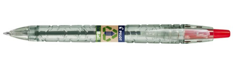 B2P Ecoball BeGreen Rojo Bolígrafo de punta retráctil con pulsador Extrafino