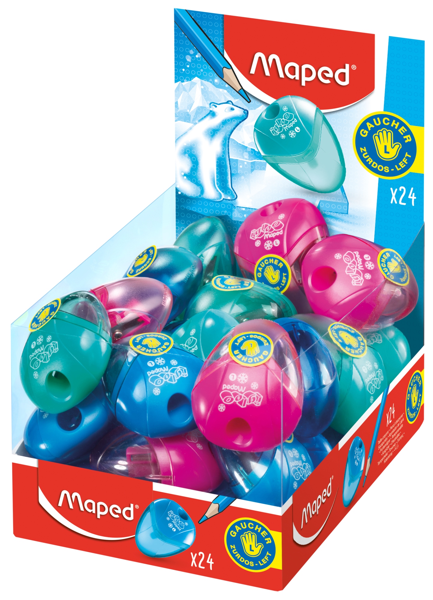 032211 sacapuntas Sacapuntas manual Azul, Verde, Rosa