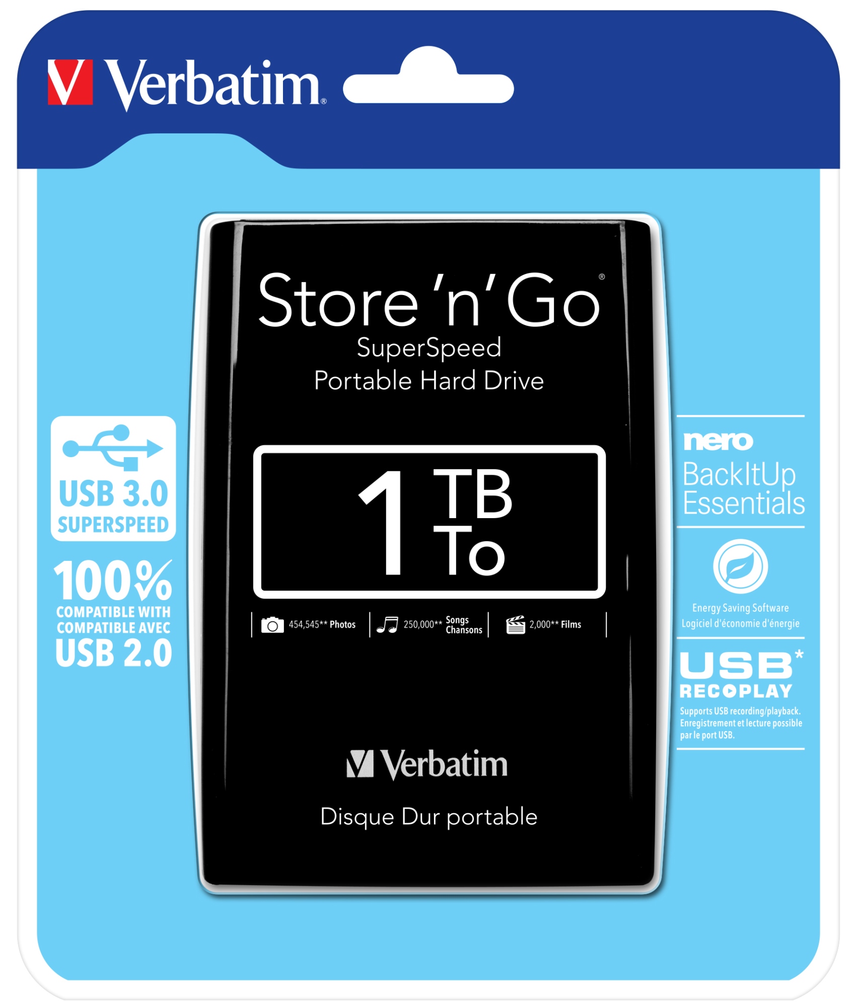 Disco Duro Portátil Store 'n' Go USB 3.0 de 1 TB en color Negro