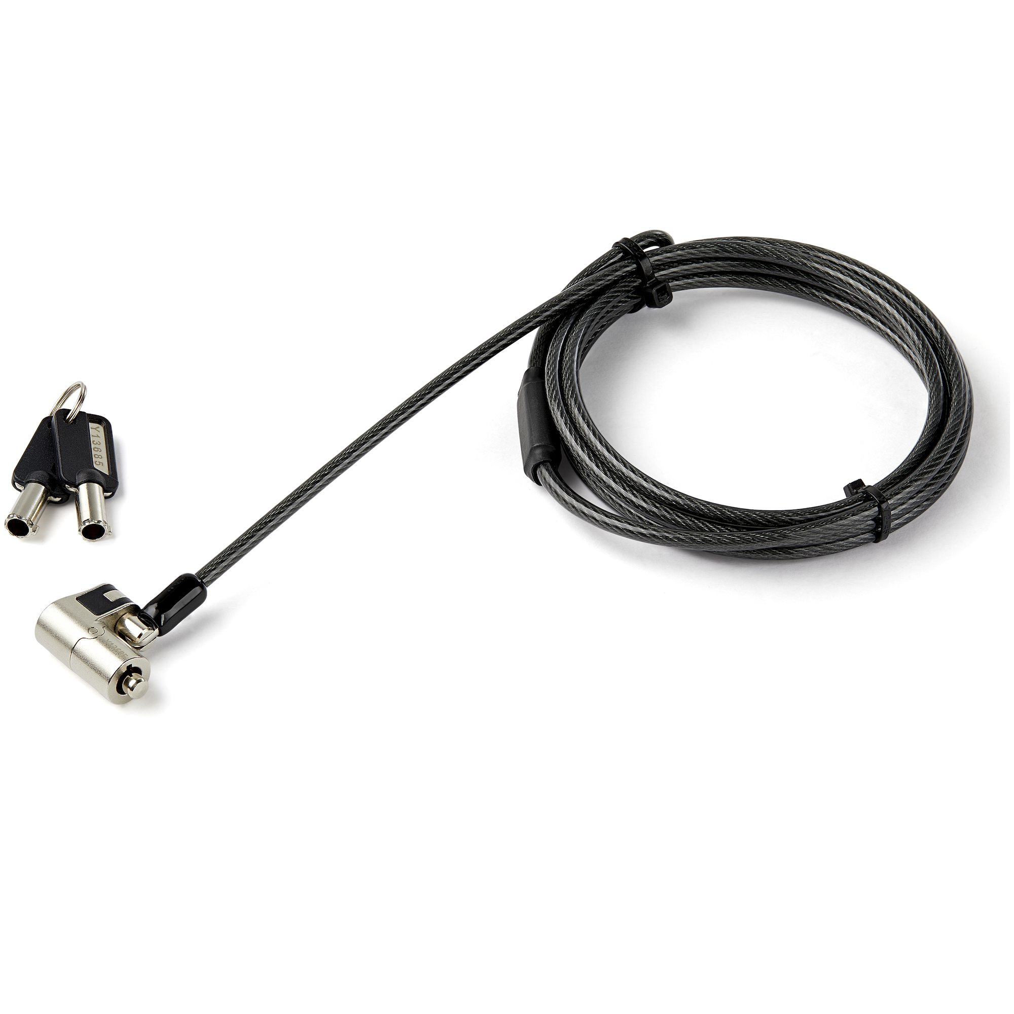 Cable de 2m Universal de Seguridad para Ordenadores Portátiles - para K-Slot - Ranura Nano - Cuneiforme (Wedge) - con Llave - Cable Antirrobo de Acero con Llave