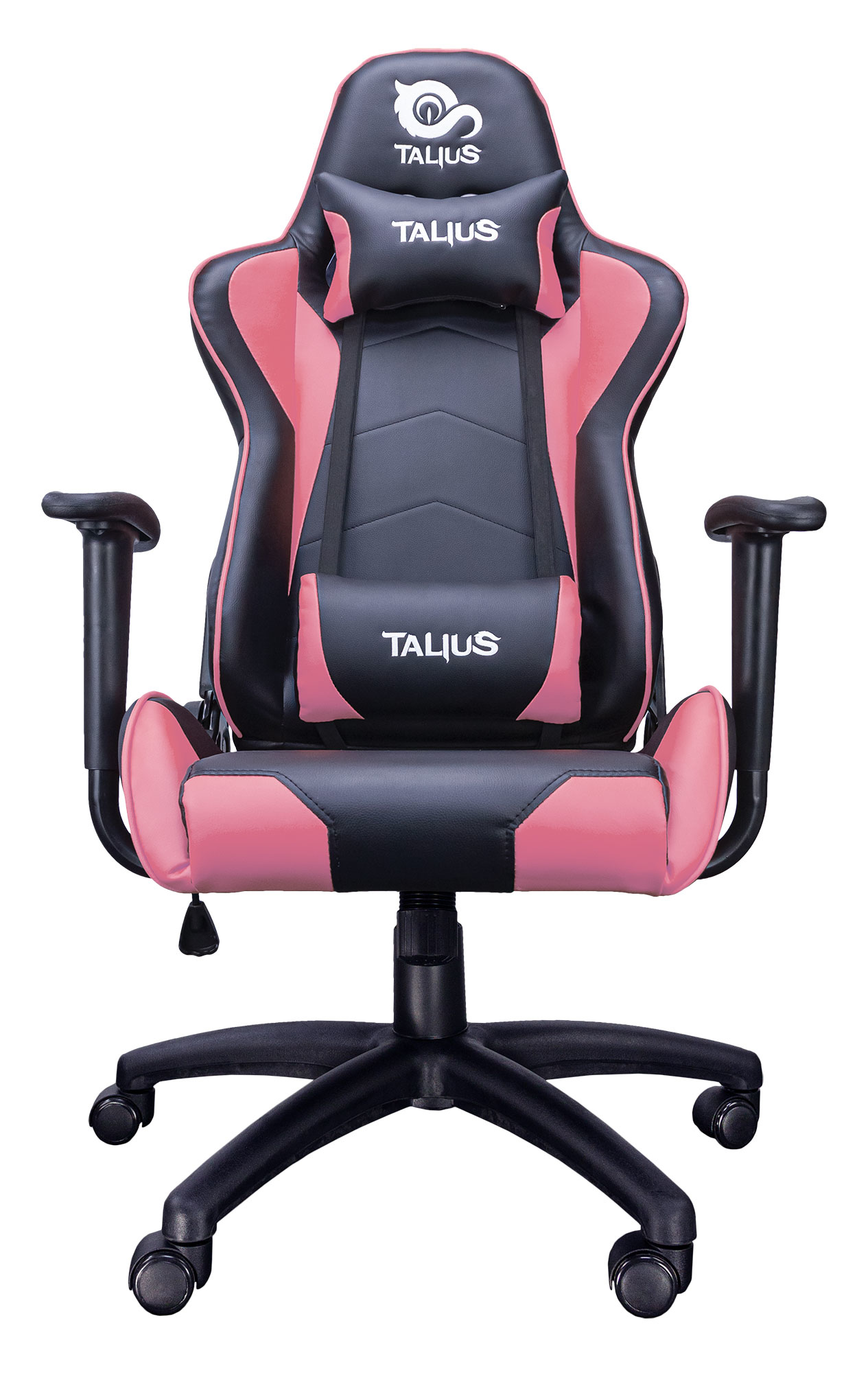 Silla Gecko gaming negra/rosa, brazos fijos, butterfly, base nylon, ruedas nylon, gas clase 4