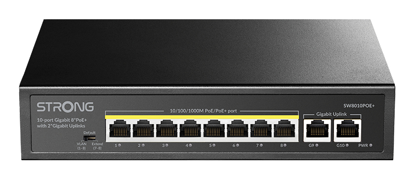 SW8010POE+ switch Gigabit Ethernet (10/100/1000) Energía sobre Ethernet (PoE) Escritorio Negro