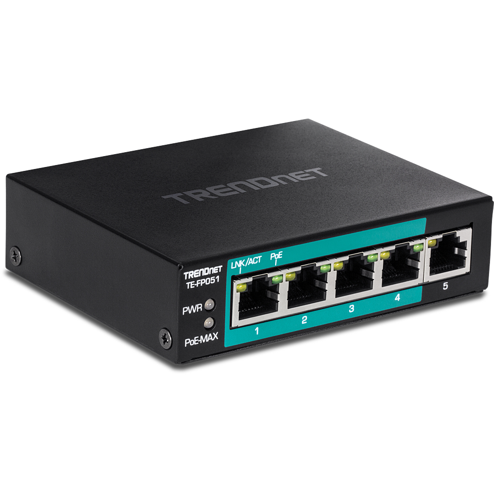 TE-FP051 switch No administrado Fast Ethernet (10/100) Energía sobre Ethernet (PoE) Negro