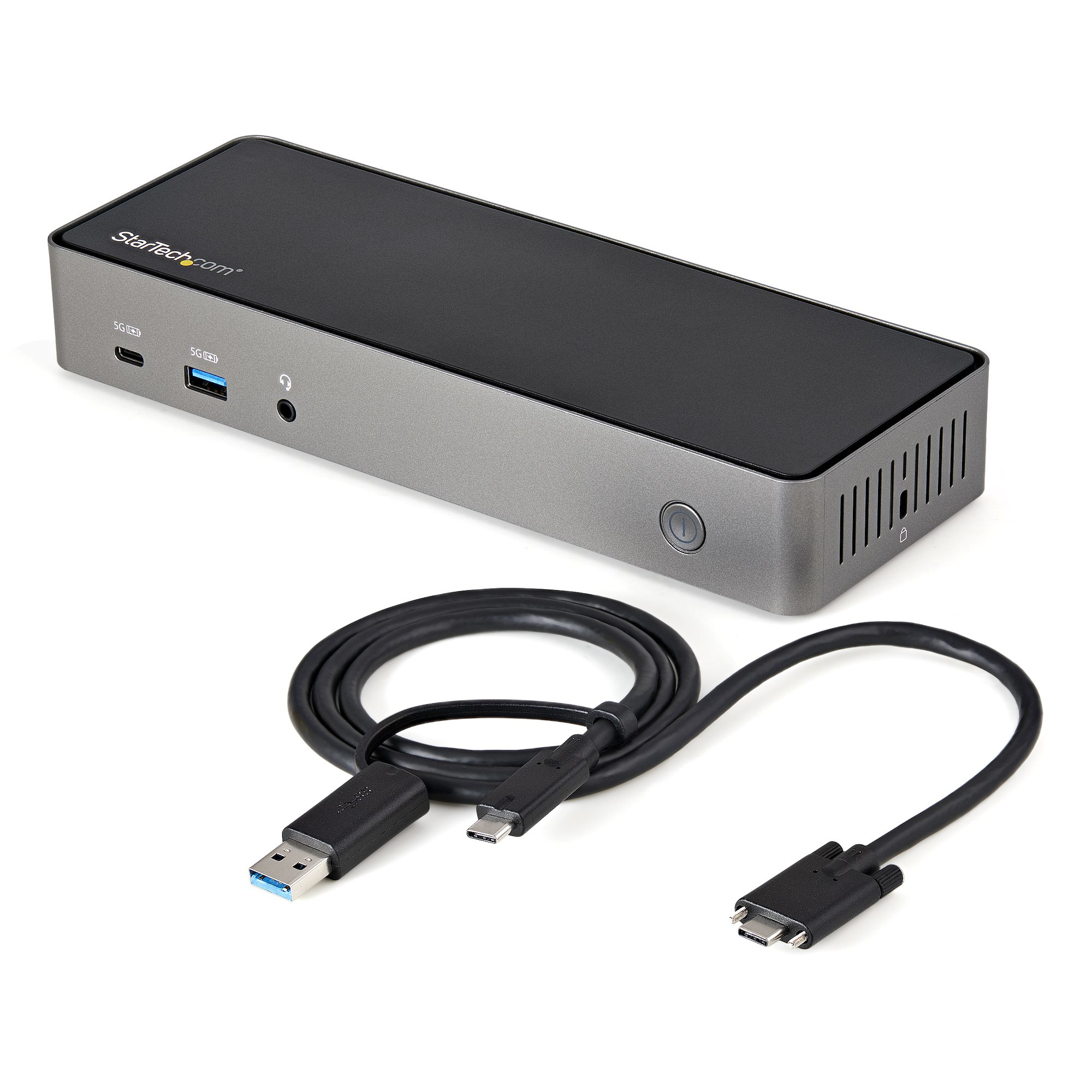 Docking Station USB-C y USB-A 10Gb - Replicador de Puertos Híbrido Universal para 3 Monitores DisplayPort y HDMI 4K de 60Hz - PD 85W - Hub Ladrón USB de 6 Puertos - Audio - Red Gigabit