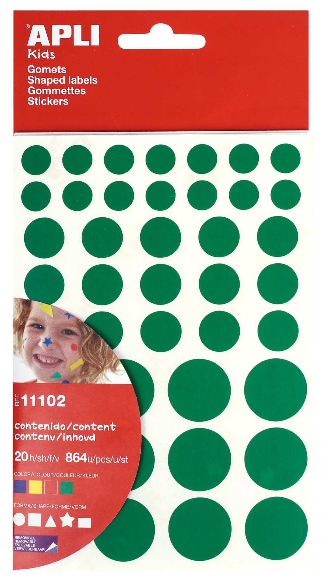 11102 etiqueta decorativa engomada Azul, Verde, Rojo, Amarillo