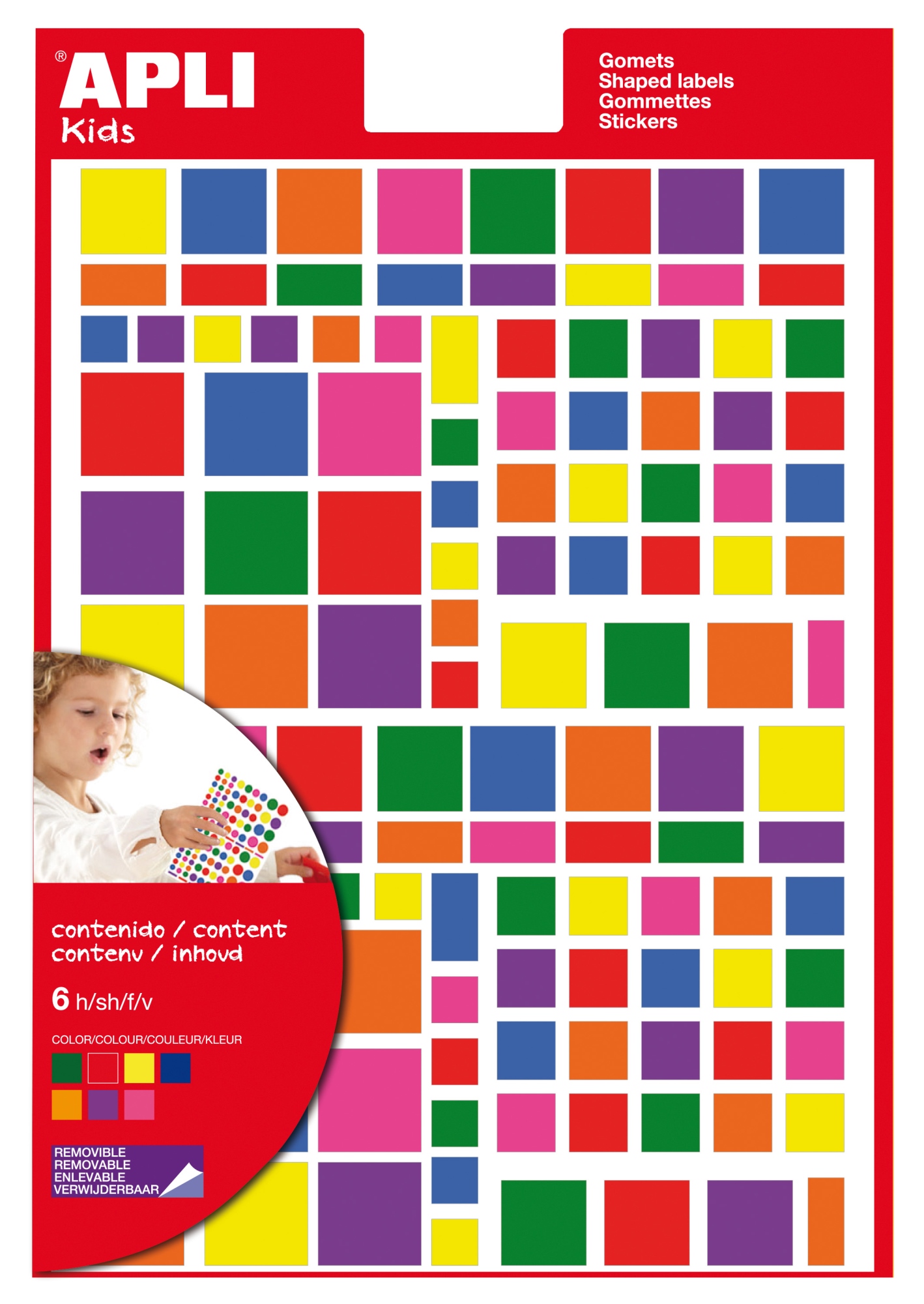 12971 etiqueta decorativa engomada Azul, Verde, Lila, Naranja, Rojo, Rosa, Amarillo